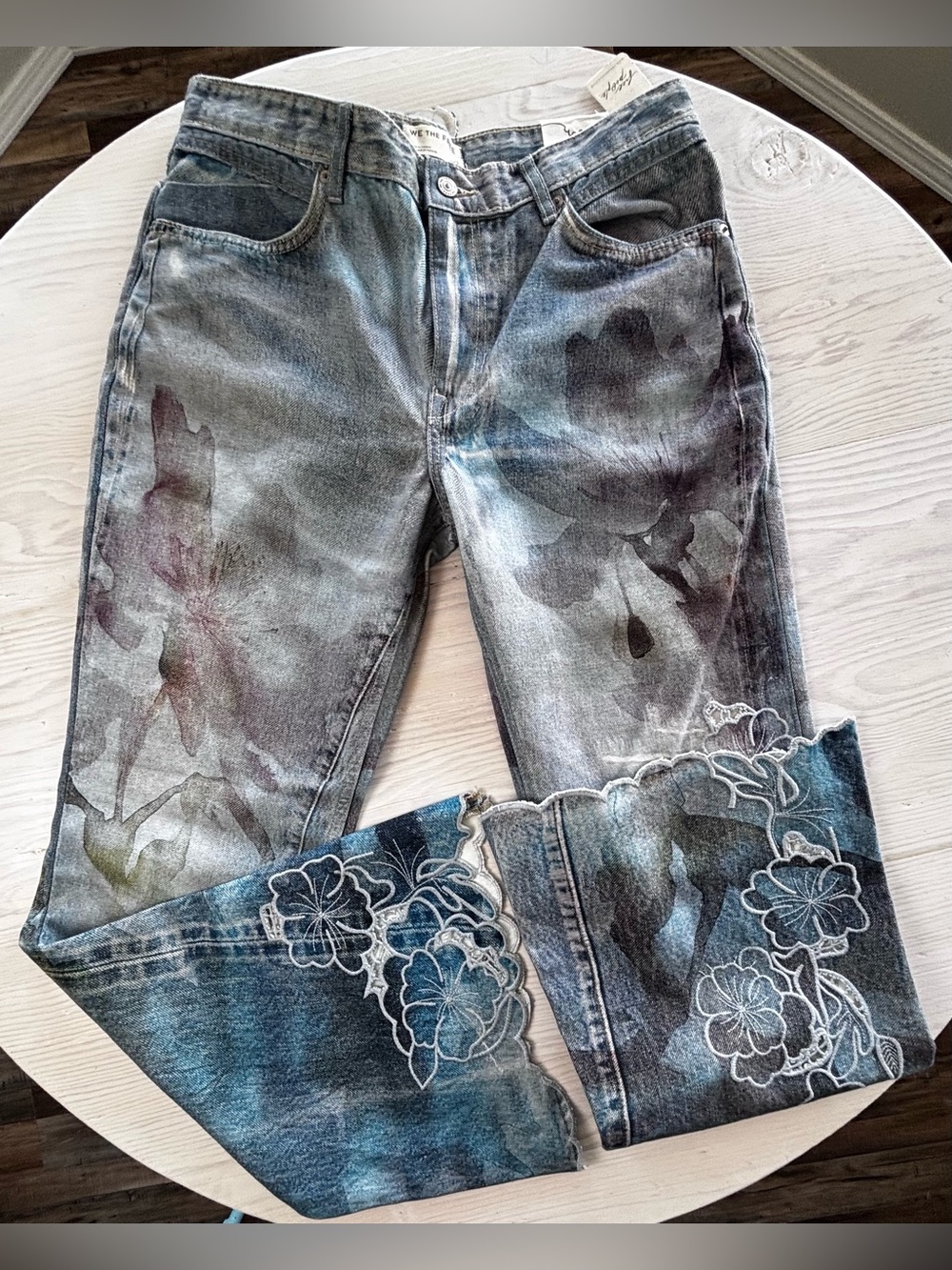 Free People We The Free West Coast Illusions & Cutwork Jeans Size 30 - Picture 3 of 5